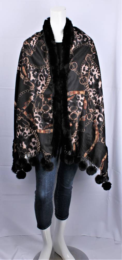 ALICE & LILY reversible fur trimmed fashion wrap black STYLE: SC/4903BLK